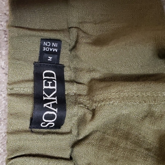 Soaked in luxury camille olive green high waisted wide leg trouser pants medium - Picture 4 of 14